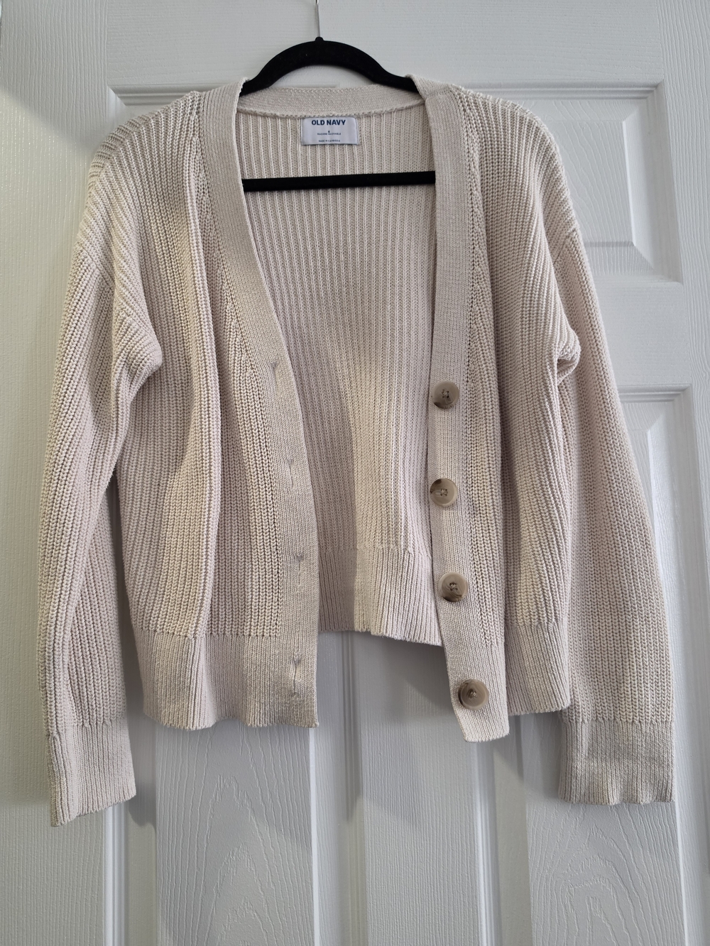Old Navy Women's Cream Knit Button-Front Cardigan